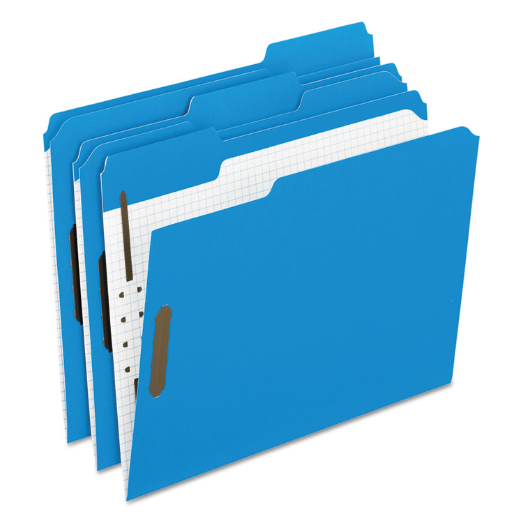 Pendaflex Colored Classification Folders with Embossed Fasteners, 2 Fasteners, Letter Size, Blue Exterior, 50/Box (PFX21301)