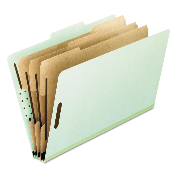Pendaflex Eight-Section Pressboard Classification Folders, 3" Expansion, 3 Dividers, 8 Fasteners, Letter Size, Green Exterior, 10/Box (PFX17174)