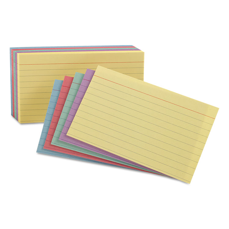 Oxford Ruled Index Cards, 4 x 6, Blue/Violet/Canary/Green/Cherry, 100/Pack (OXF34610)