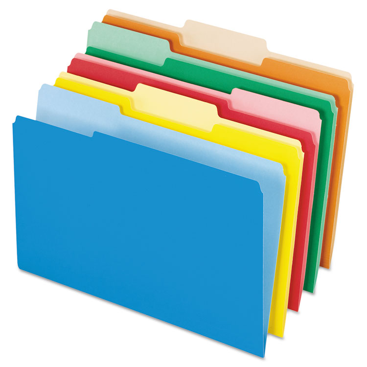 Pendaflex Interior File Folders, 1/3-Cut Tabs: Assorted, Legal Size, Assorted Colors, 100/Box (PFX435013ASST)