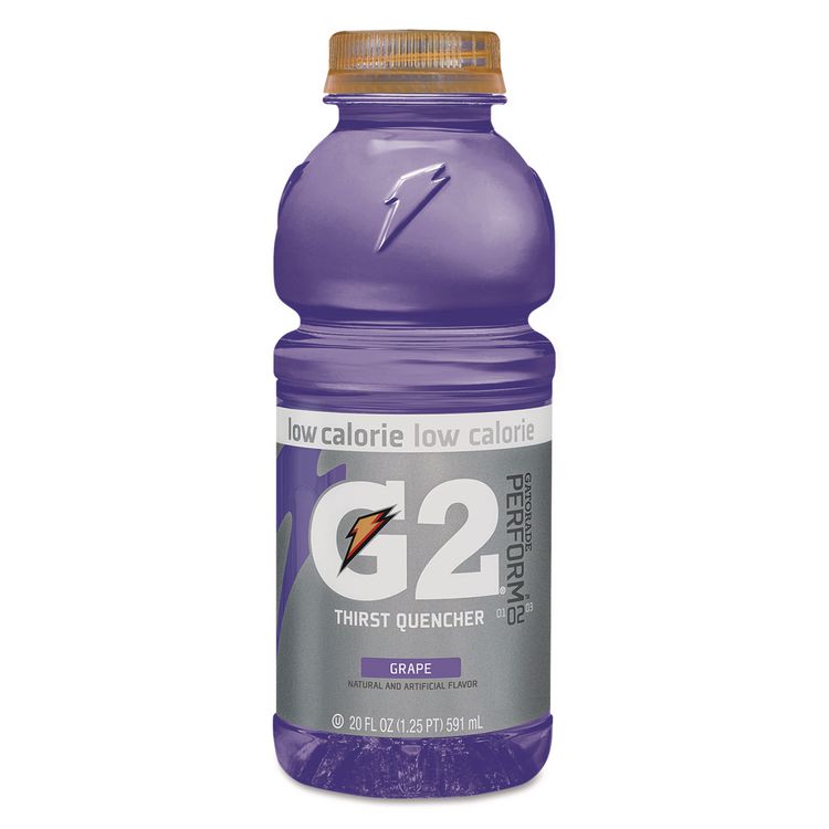 Gatorade G2 Perform 02 Low-Calorie Thirst Quencher, Grape, 20 oz Bottle, 24/Carton (QKR04060)