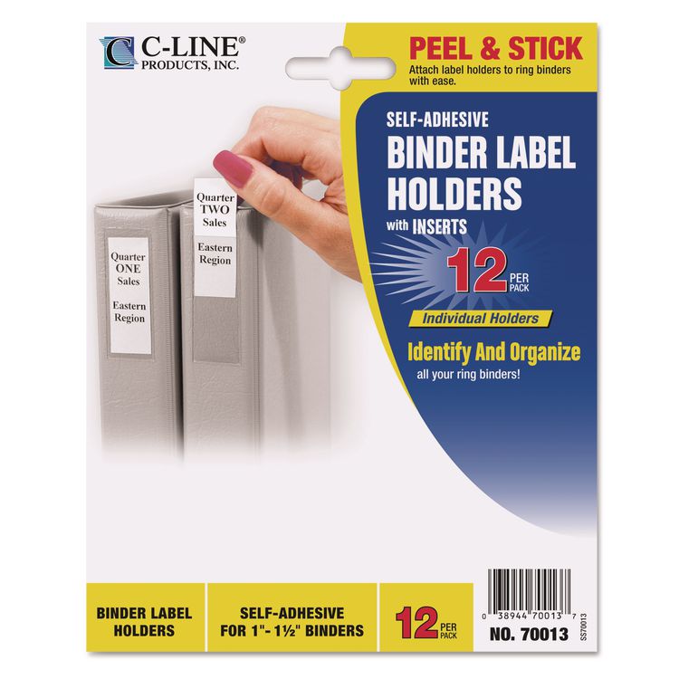 CLI70013 - C-Line Self-Adhesive Ring Binder Label Holders, Top Load, 1 x 2,81, Clear, 12/Pack (CLI70013)