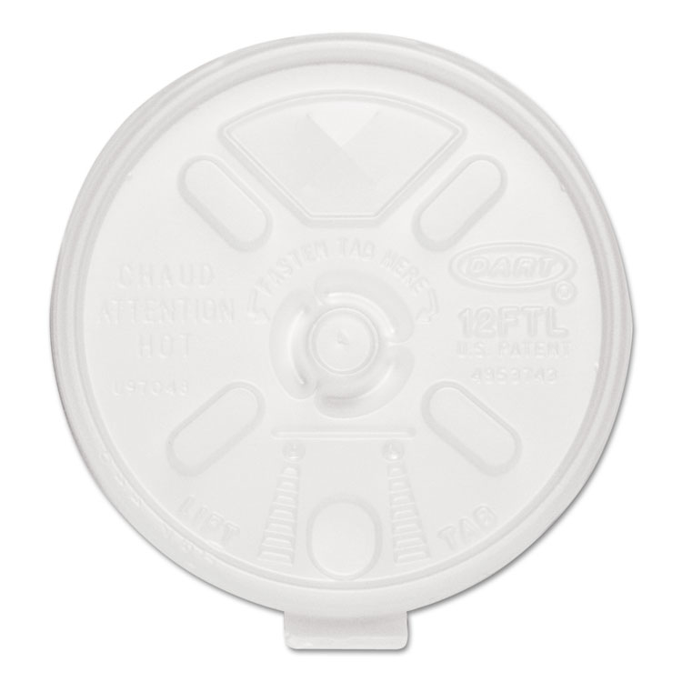 Dart Lift n' Lock Plastic Hot Cup Lids, With Straw Slot, Fits 10 oz to 14 oz Hot Cups, Translucent, 100/Sleeve, 10 Sleeves/Carton (DCC12FTLS)