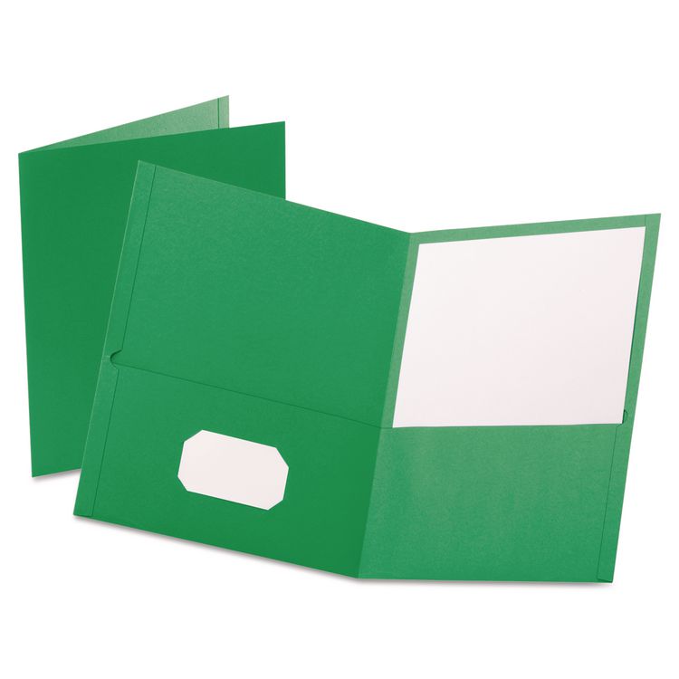 Oxford Twin-Pocket Folder, Embossed Leather Grain Paper, 0.5" Capacity, 11 x 8.5, Light Green, 25/Box (OXF57503)