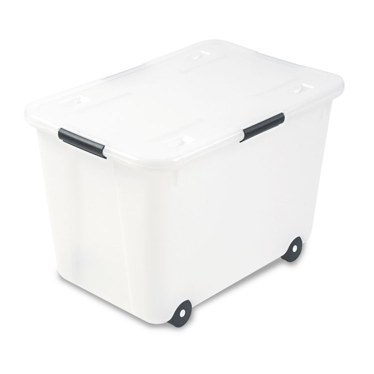 Advantus Rolling 15-Gal. Storage Box, Letter/Legal Files, 23.75" x 15.75" x 15.75", Clear (AVT34009)