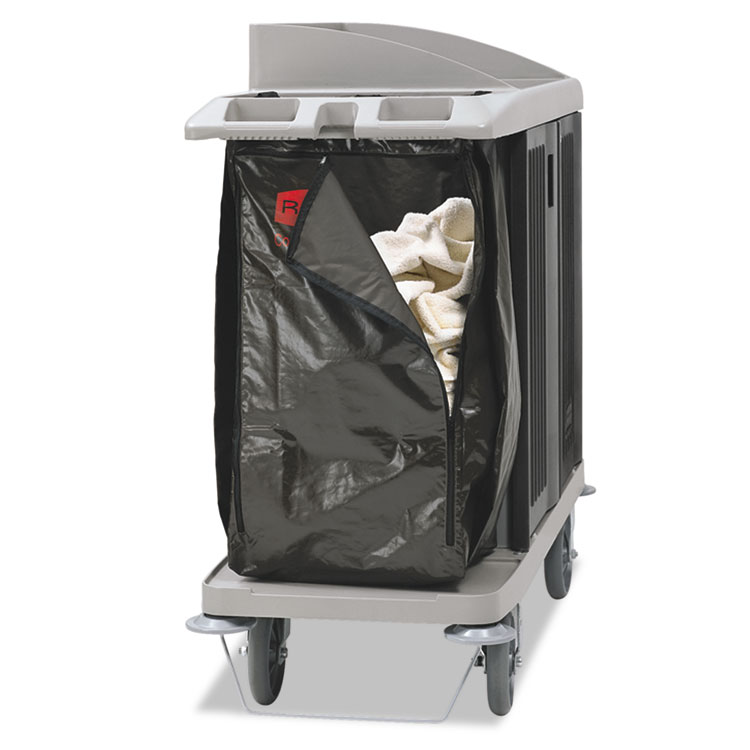 Rubbermaid Commercial Zippered Vinyl Cleaning Cart Bag for Rubbermaid Commercial 6189, 6190, 6191, 6192, 9T19, 25 gal, 17" x 10.5" x 33", Brown (RCP1966885)