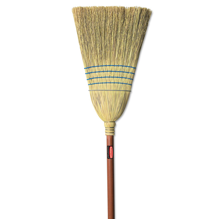 Rubbermaid Commercial Corn-Fill Broom, Corn Fiber Bristles, 38" Overall Length, Blue (RCP6383)