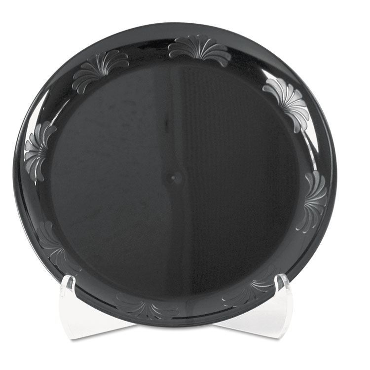 WNA Designerware Plastic Dinnerware, Plates, 10.25" dia, Black, 10/Pack, 18 Packs/Carton (WNADWP10144BK)