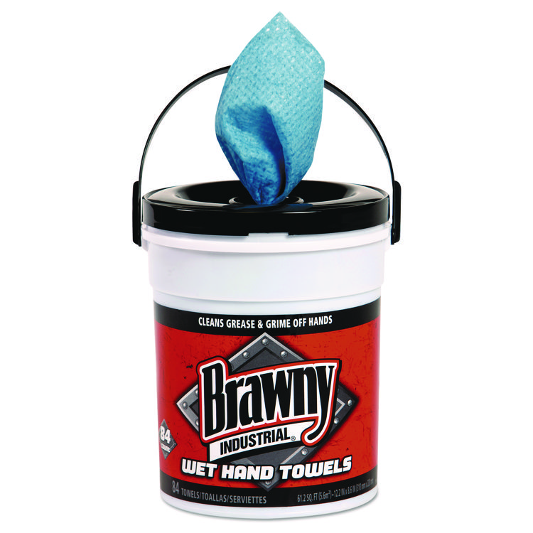 Brawny Professional Wet Hand Towels, 1-Ply, 8.6 x 12.2, Fresh Scent, Blue, 84/Pail, 6/Carton (GPC21501)