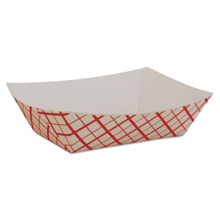 SCT Paper Food Baskets, 0.5 lb Capacity, 4.58 x 3.2 x 1.25, Red/White, Paper, 1,000/Carton (SCH0409)