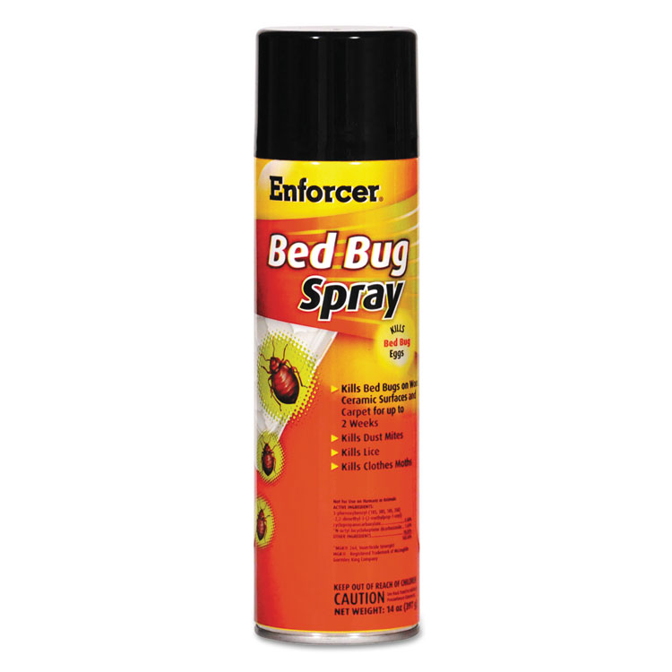Enforcer Bed Bug Spray, For Bed Bugs/Dust Mites/Lice/Moths, 14 oz Aerosol Spray, 12/Carton (AMREBBK14)