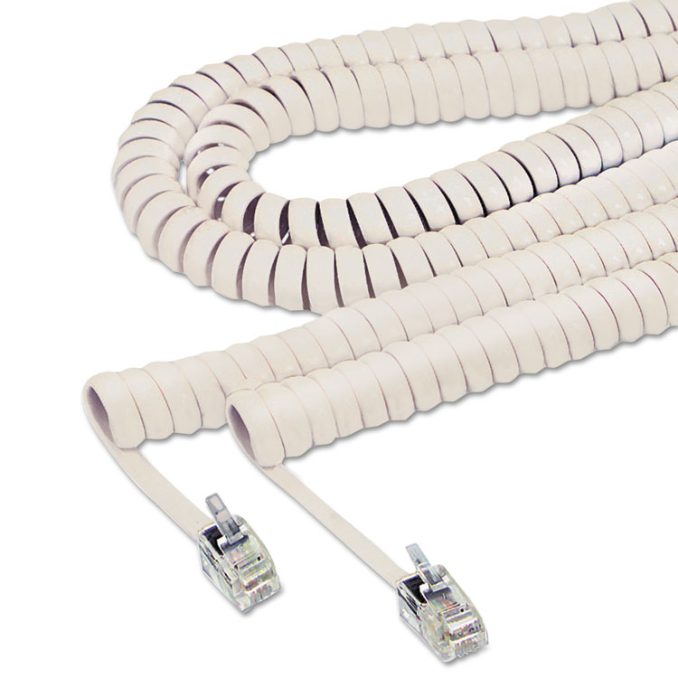 Softalk Coiled Phone Cord, Plug/Plug, 25 ft, Beige (SOF42260)