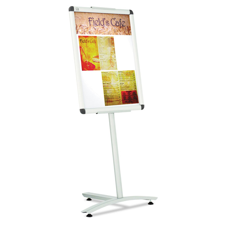 Quartet Improv Lobby Clip-Frame Pedestal Sign, 18 x 24 Frame, 54" High, Aluminum (QRTLCF2418)