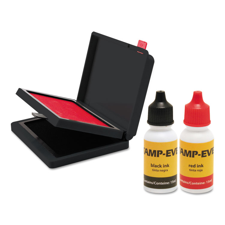 Trodat Two-Color Stamp Pad with Ink Refill, 4" x 2.38", Red/Black (USS6193)