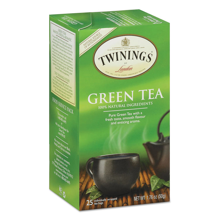 TWININGS Tea Bags, Green, 1.76 oz, 25/Box (TWG09187)