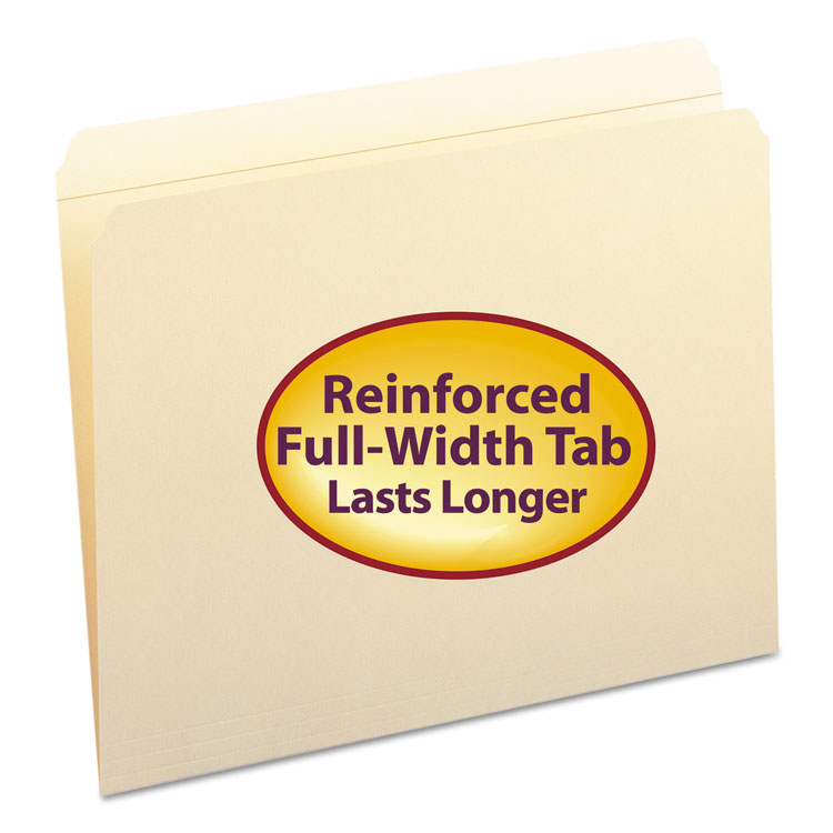 Smead Reinforced Tab Manila File Folders, Straight Tabs, Letter Size, 0.75" Expansion, 11-pt Manila, 100/Box (SMD10310)