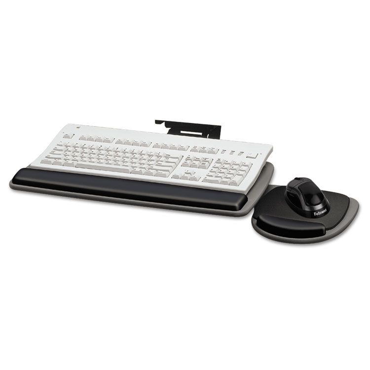 Fellowes Adjustable Standard Keyboard Platform, 20.25w x 11.13d, Graphite/Black (FEL93841)
