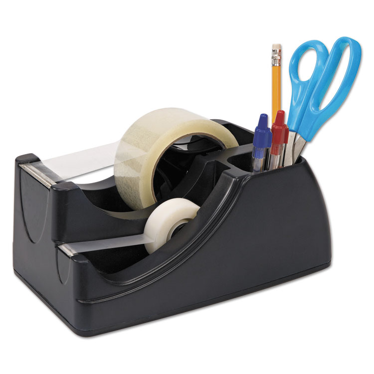 Officemate Recycled 2-in-1 Heavy Duty Tape Dispenser, 1" and 3" Cores, Plastic, Black (OIC96690)