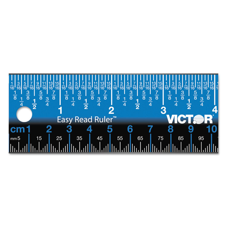 Victor Easy Read Stainless Steel Ruler, Standard/Metric, 12".5 Long, Blue (VCTEZ12SBL)