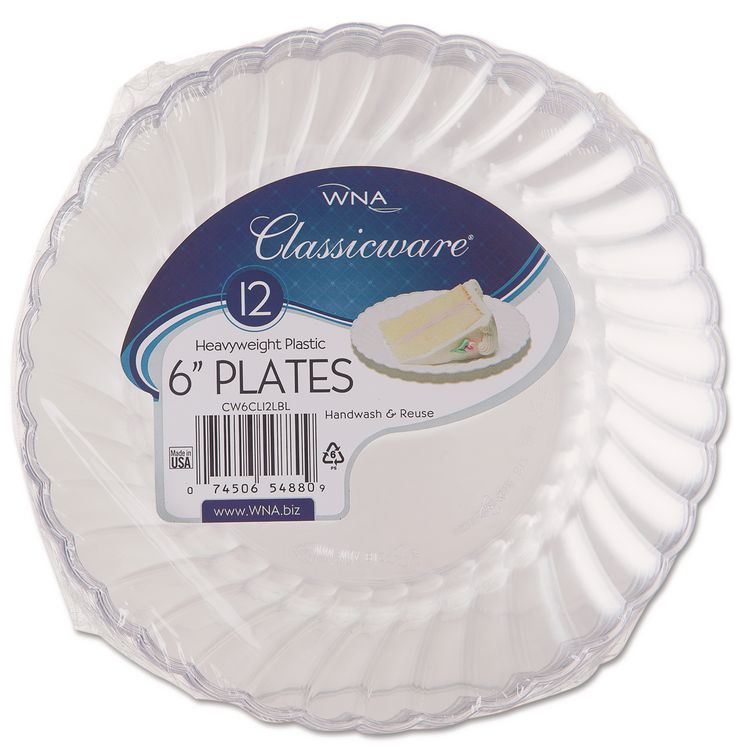 Classic Classicware Plastic Plates, 6" dia, Clear, 12/Pack, 15 Packs/Carton (WNARSCW61512)