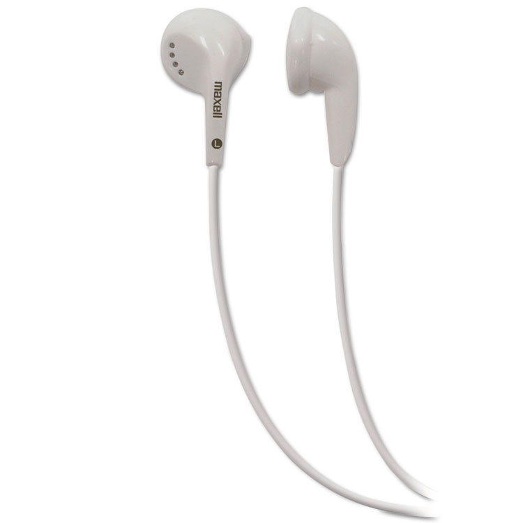 Maxell EB-95 Stereo Earbuds, 4 ft Cord, White (MAX190599)