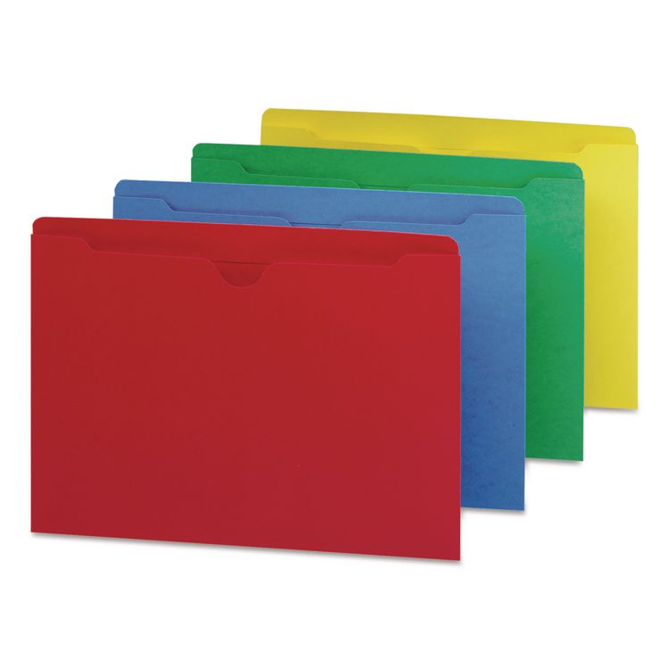 Smead Colored File Jackets with Reinforced Double-Ply Tab, Straight Tab, Letter Size, Assorted Colors, 100/Box (SMD75613)