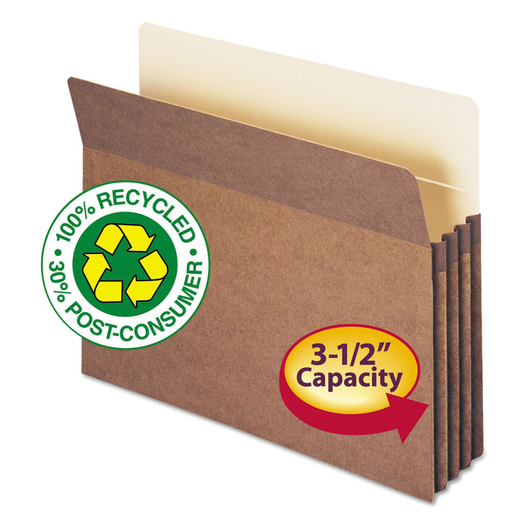 Smead Recycled Top Tab File Pockets, 3.5" Expansion, Letter Size, Redrope, 25/Box (SMD73205)