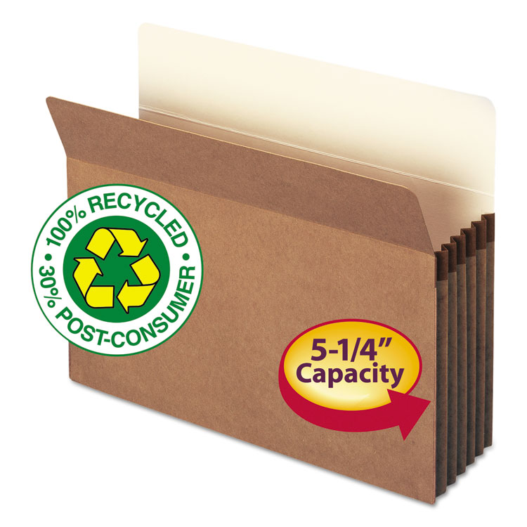 Smead Recycled Top Tab File Pockets, 5.25" Expansion, Letter Size, Redrope, 10/Box (SMD73206)