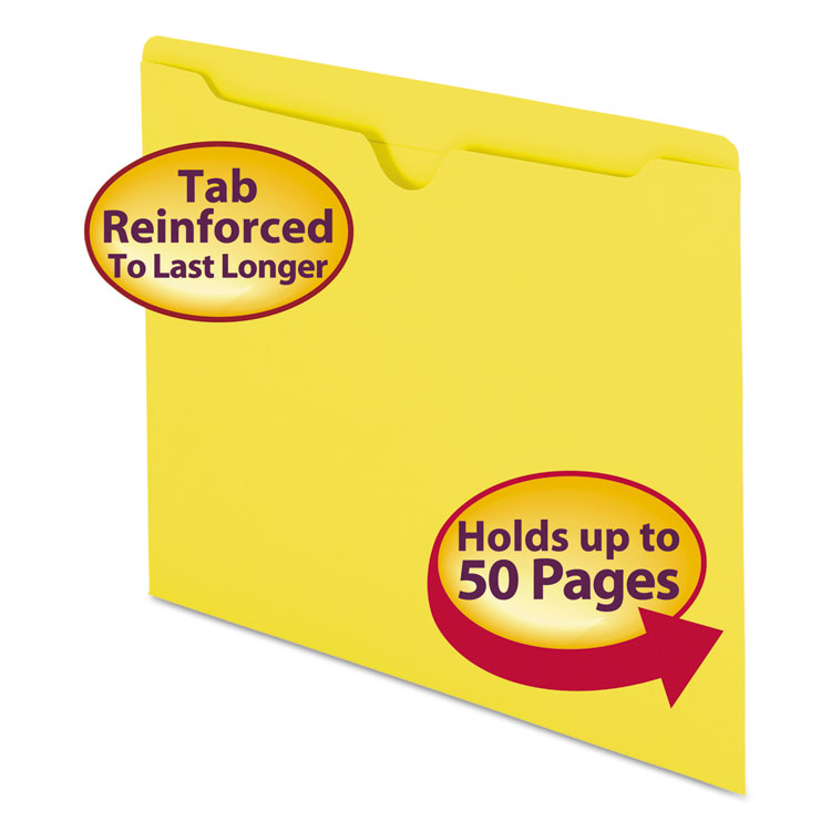 Smead Colored File Jackets with Reinforced Double-Ply Tab, Straight Tab, Letter Size, Yellow, 100/Box (SMD75511)
