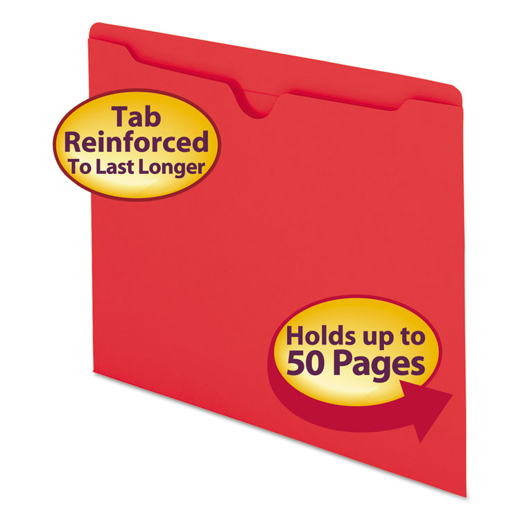 Smead Colored File Jackets with Reinforced Double-Ply Tab, Straight Tab, Letter Size, Red, 100/Box (SMD75509)