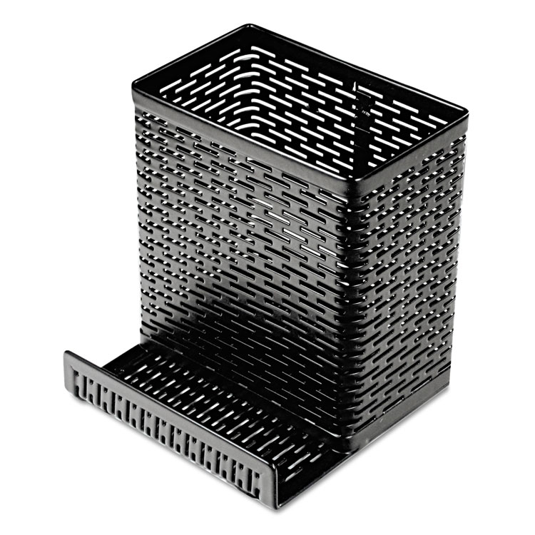 Artistic Urban Collection Punched Metal Pencil Cup/Cell Phone Stand, Perforated Steel, 3.5 x 3.5, Black (AOPART20014)