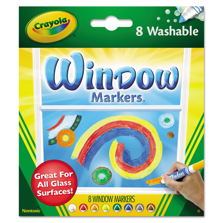Crayola Washable Window FX Marker, Broad Bullet Tip, Assorted Colors, 8/Pack (CYO588165)