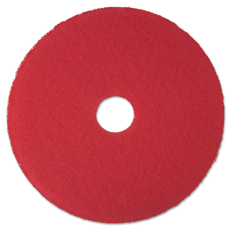 3M Low-Speed Buffer Floor Pads 5100, 17" Diameter, Red, 5/Carton (MMM08392)