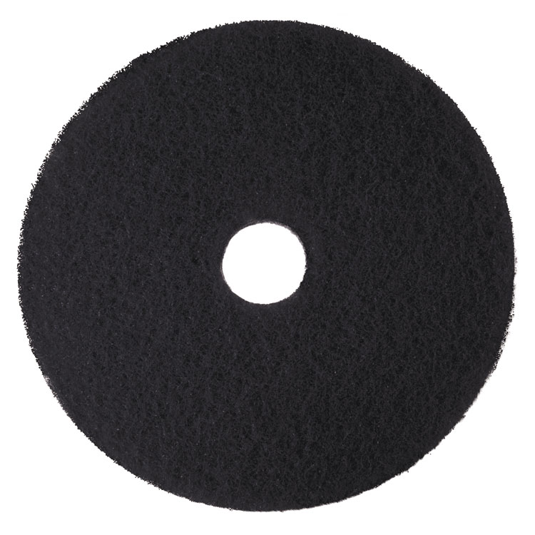 3M Low-Speed High Productivity Floor Pads 7300, 21" Diameter, Black, 5/Carton (MMM08279)
