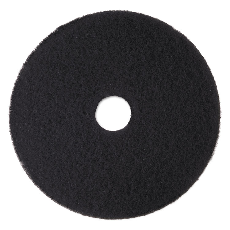 3M Low-Speed High Productivity Floor Pads 7300, 15" Diameter, Black, 5/Carton (MMM08273)