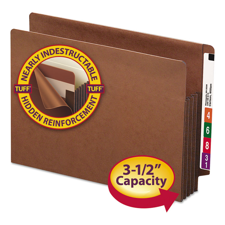 Smead Heavy-Duty Redrope End Tab TUFF Pockets, 3.5" Expansion, Letter Size, Redrope, 10/Box (SMD73780)