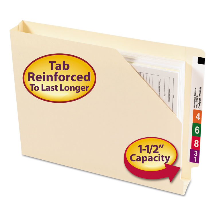 Smead End Tab Jackets with Reinforced Tabs, Straight Tab, Letter Size, 14-pt Manila, 50/Box (SMD75740)
