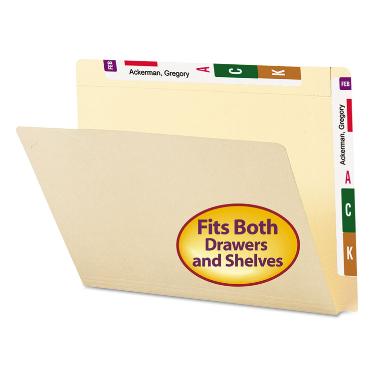 Smead Heavyweight Manila End Tab Conversion File Folders, Straight Tabs, Letter Size, 0.75" Expansion, Manila, 100/Box (SMD24190)