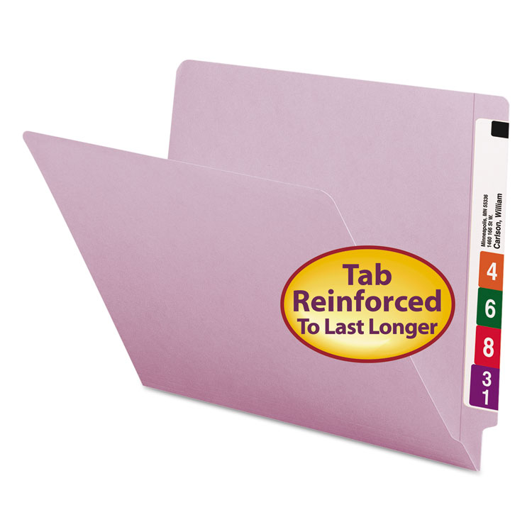 Master Shelf-Master Reinforced End Tab Colored Folders, Straight Tabs, Letter Size, 0.75" Expansion, Lavender, 100/Box (SMD25410)