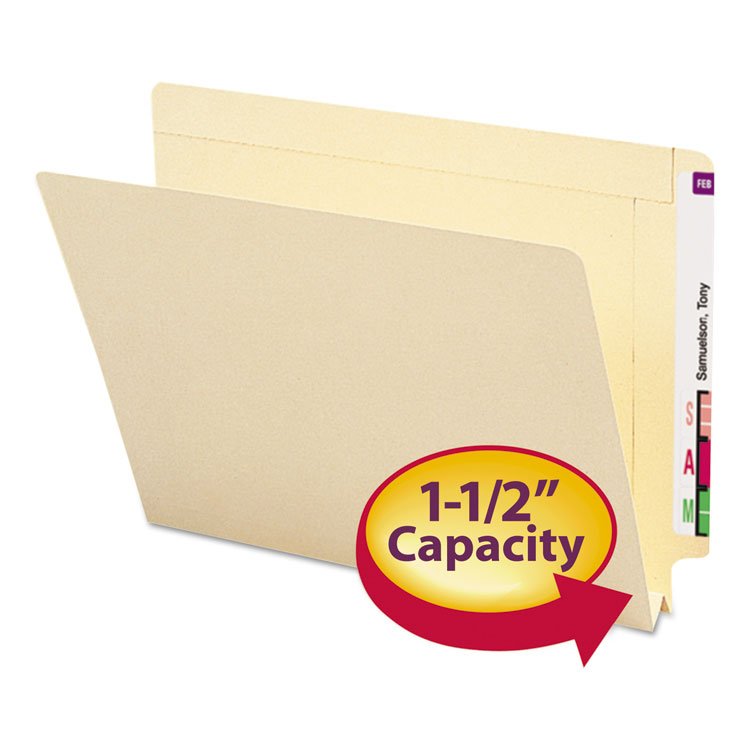 Smead Heavyweight Manila End Tab Expansion Folders, Straight Tabs, Letter Size, 1.5" Expansion, 50/Box (SMD24275)
