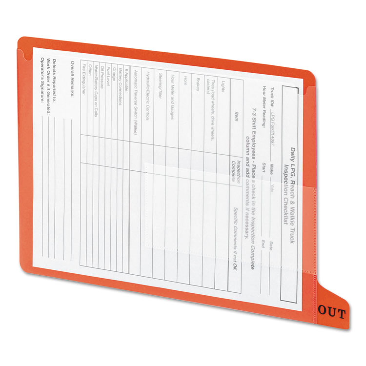 Smead Colored Poly Out Guides with Pockets, 1/3-Cut End Tab, Out, 8.5 x 11, Red, 25/Box (SMD61950)