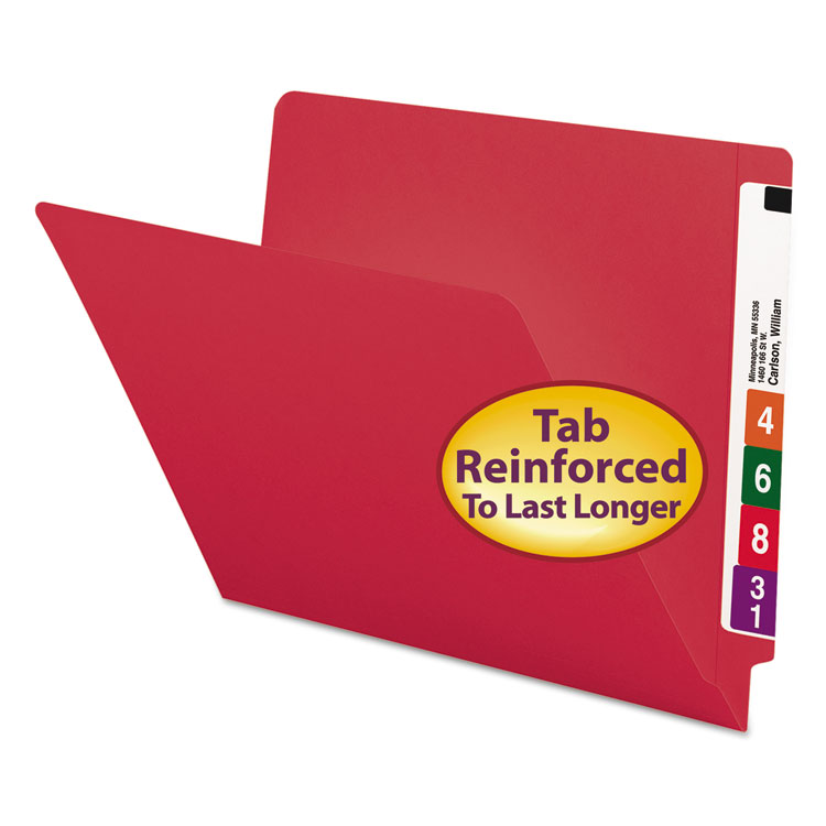 Master Shelf-Master Reinforced End Tab Colored Folders, Straight Tabs, Letter Size, 0.75" Expansion, Red, 100/Box (SMD25710)