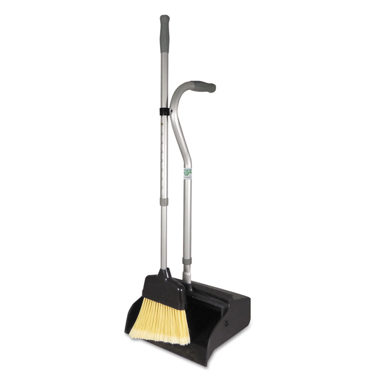 Unger Telescopic Ergo Dust Pan with Broom, 12w x 45h, Metal, Gray/Silver (UNGEDTBG)