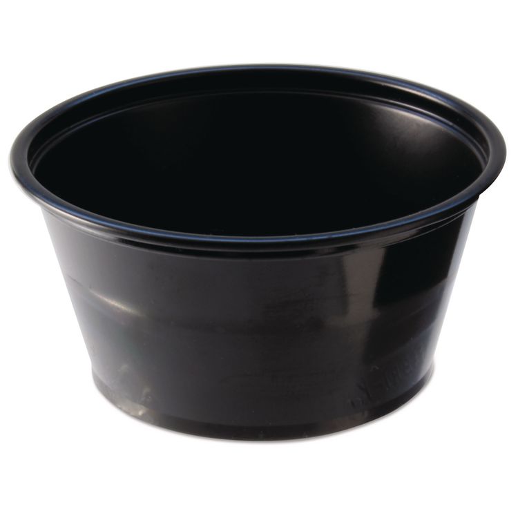 Fabri-Kal Portion Cups, 2 oz, Plastic, Black, 250/Sleeve, 10 Sleeves/Carton (FABPC200B)