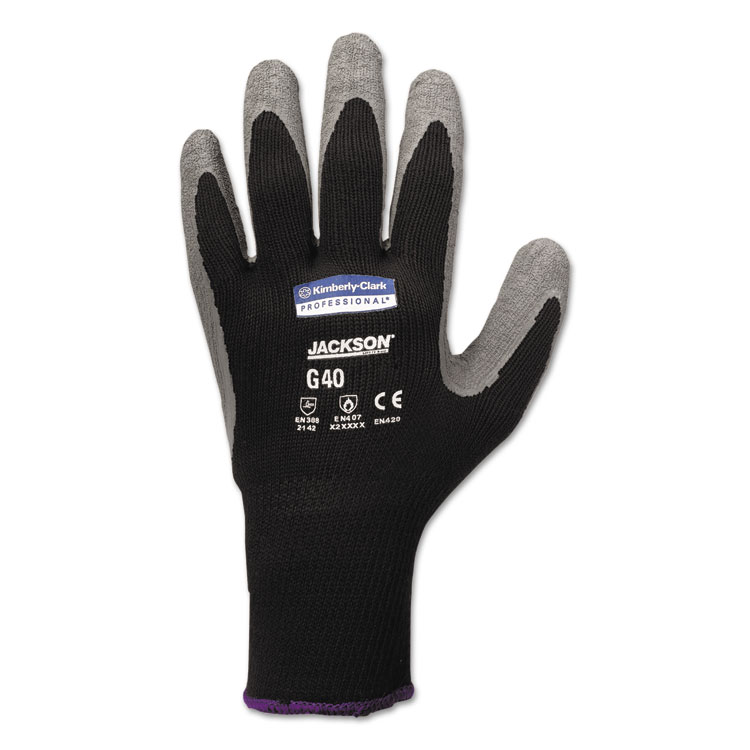 KleenGuard G40 Latex Coated Gloves, EN388: 2142, 10.63" Long, XX-Large, Gray/Black, 12 Pairs (ANS97274)