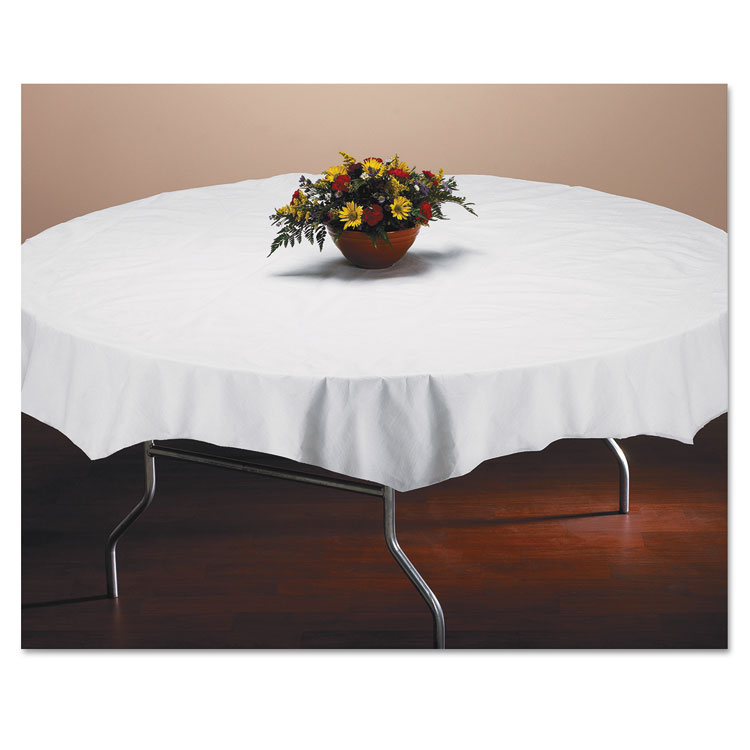 Hoffmaster Tissue/Poly Tablecovers, 82" Diameter, White, 25/Carton (HFM210101)