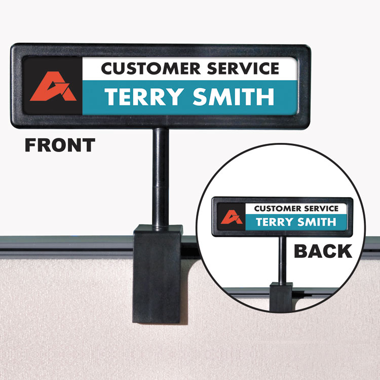 Advantus People Pointer Cubicle Sign, Plastic, 8.5 x 2, Black (AVT75334)