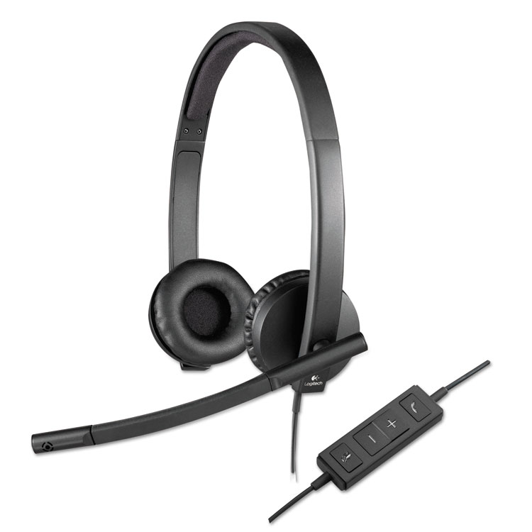 Logitech H570e Binaural Over The Head Wired Headset, Black (LOG981000574)