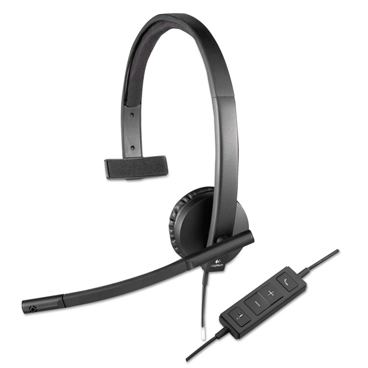 Logitech H570e Monaural Over The Head Wired Headset, Black (LOG981000570)