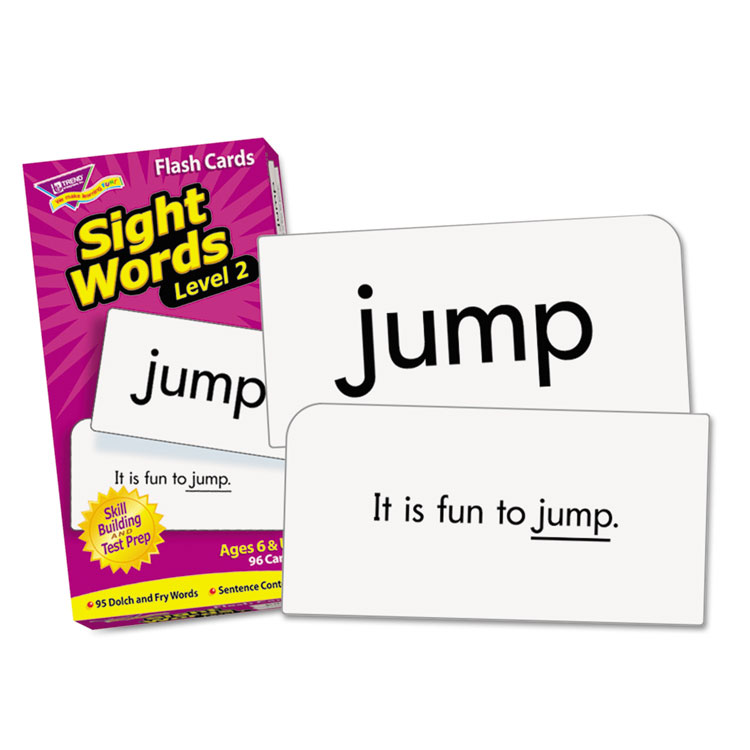 TREND Skill Drill Flash Cards, Sight Words Level 2, Grades 1 to 3, 3" x 6", Black and White, 97/Set (TEPT53018)